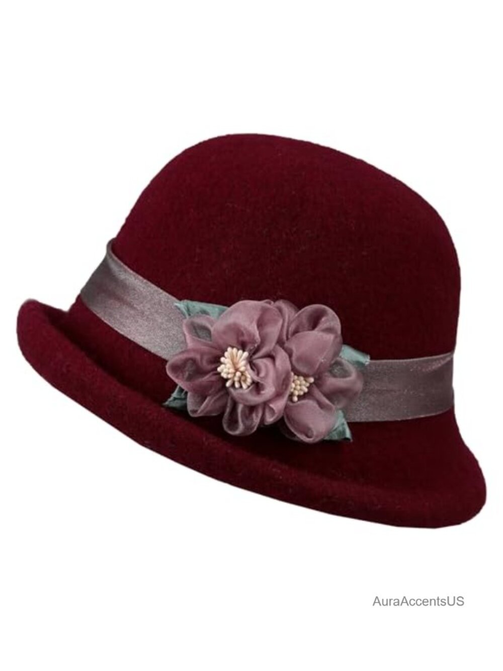 Wool Felt Bucket Hat Vintage Cloche Floral Fedora Wedding Church